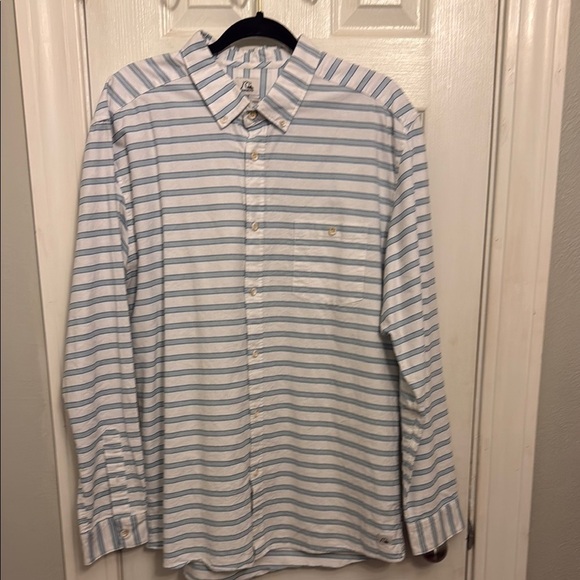 Quiksilver Blue & White 100% Cotton Button Down Shirt #207 - Picture 1 of 9